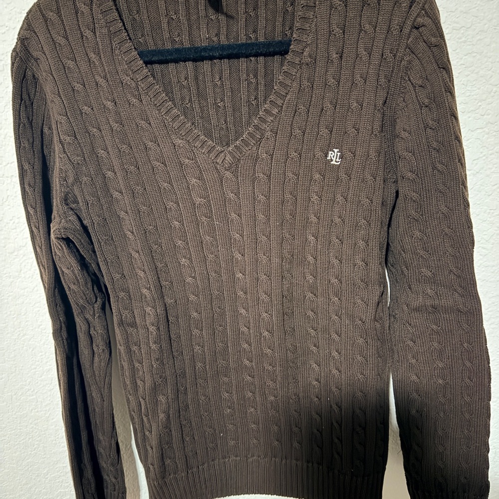 Lauren Ralph Lauren women’s Cozy Brown Knit Sweater - Picture 5 of 10